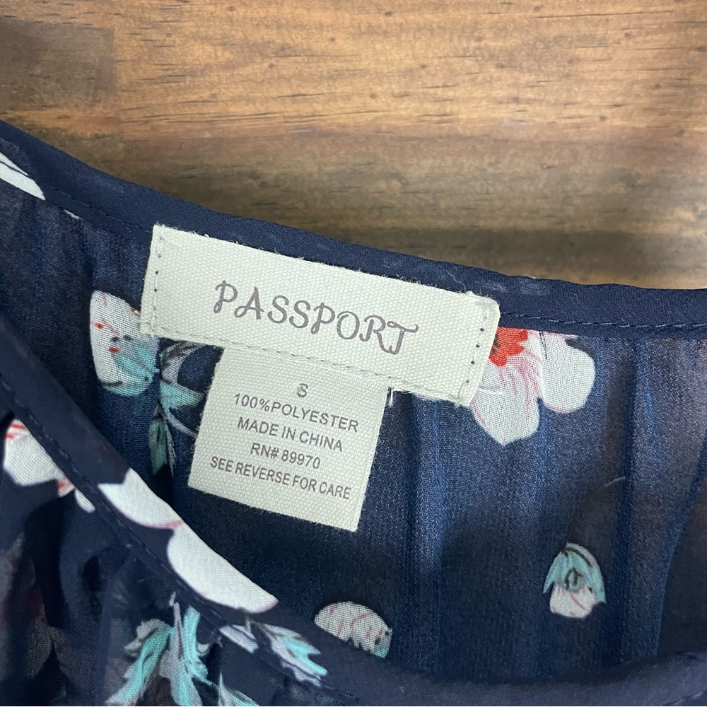 Passport | Sheer Floral Cold Shoulder Ruffle Blouse Peplum Babydoll Top - Picture 6 of 6